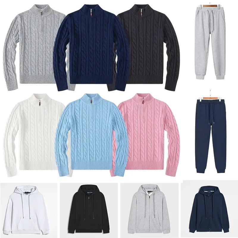 designer hoodie mens hoodie tracksuit zipper polo hoodie men polos raphlauren sweater casual jogger tracksuits tops set casual half zipper hoodies asian size S-2XL