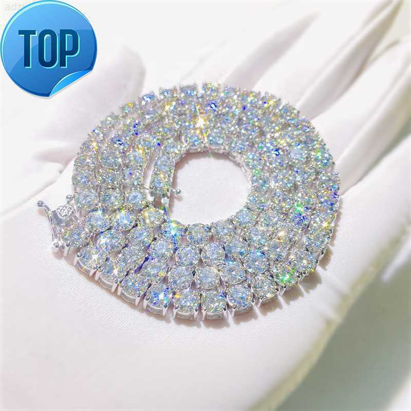 urious Custom Solid Gold Tennis Chain with VVS Moissanite Stones Exquisite Fine Jewelry for Men and Women 3mm 5mm Width