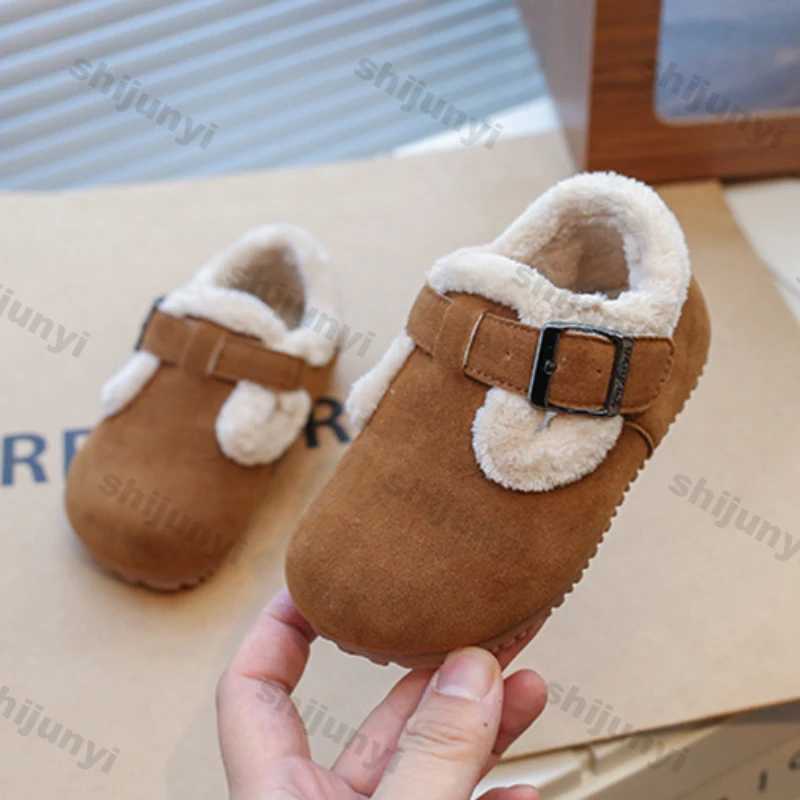 Childrens Cotton Shoes Winter Kids Non-slip Leisure Comfy Flat Warm Shoes Boys Girls Casual Loafers Lightweight Soft Sole ShoeXJ241209