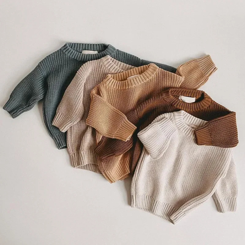 0-6T born Baby Sweater Boys and Girls Winter Clothing Warm Thick Knitted Pullover Top Baby Long Sleeve Basic Knitted Set 241210