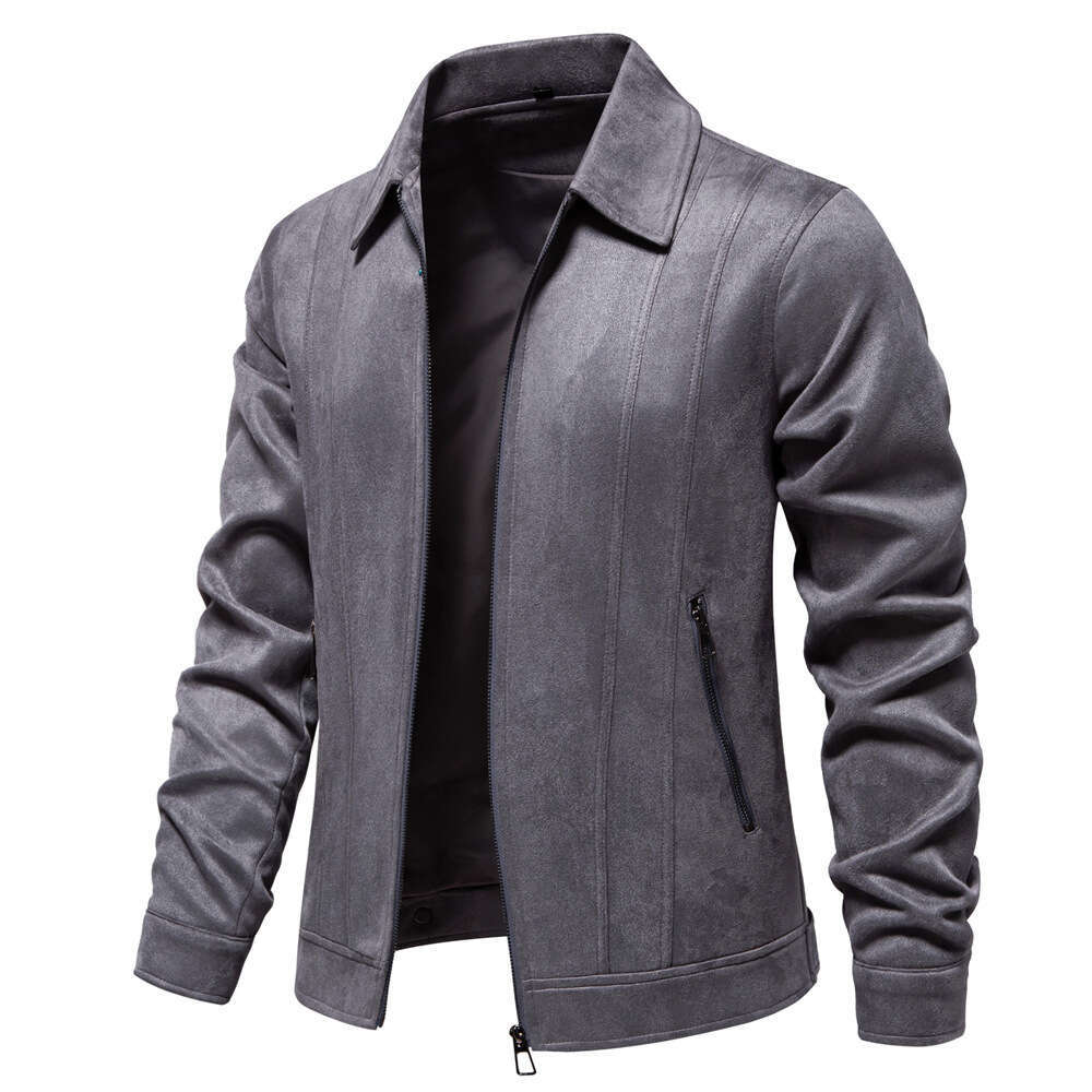 2024 autumn and winter new lapel trendy outdoor men's suede jacket