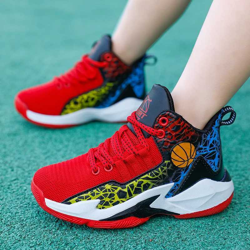 Childrens basketball shoes childrens casual sports shoes ankle protection boys and girls shock-absorbing sports shoes X2412091