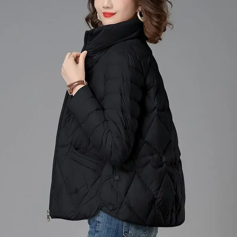 Womens down cotton jacket winter coat loose warm casual solid 241209