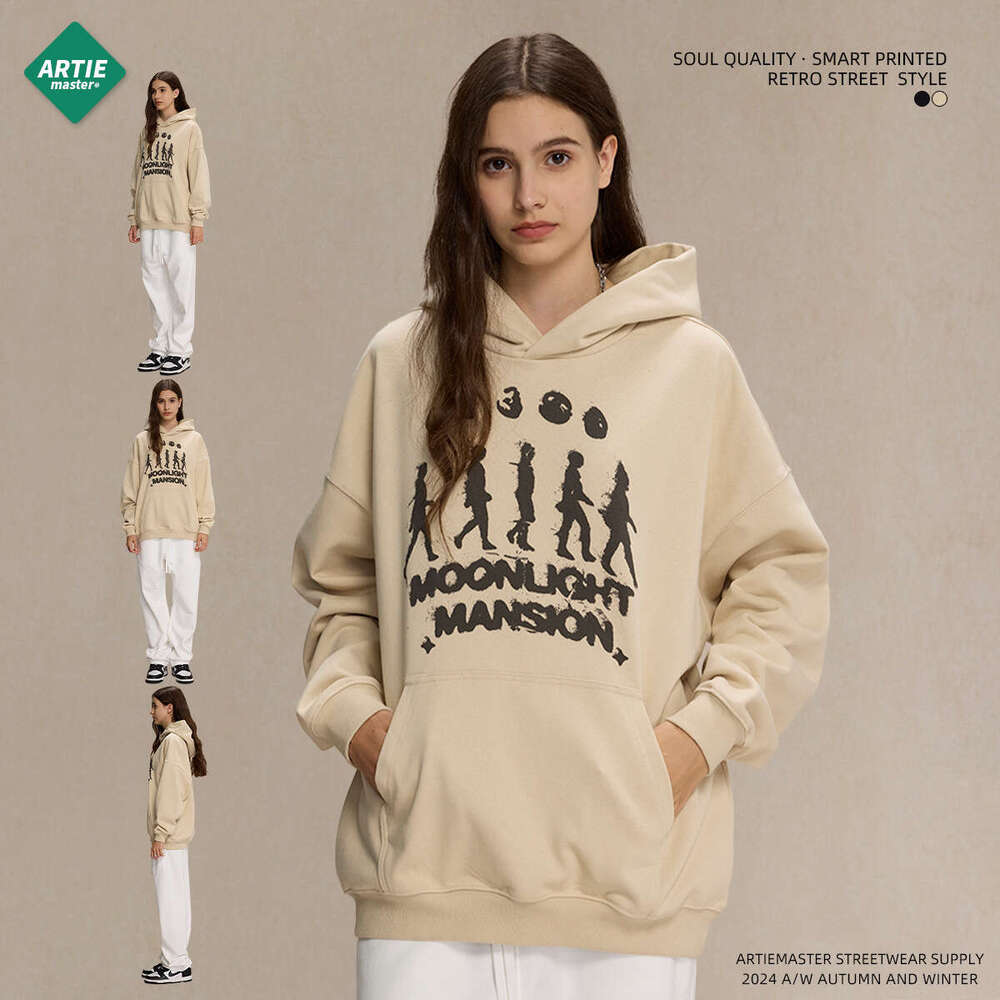 2024 autumn winter new loose niche brand printed men's European and American trendy hoodie