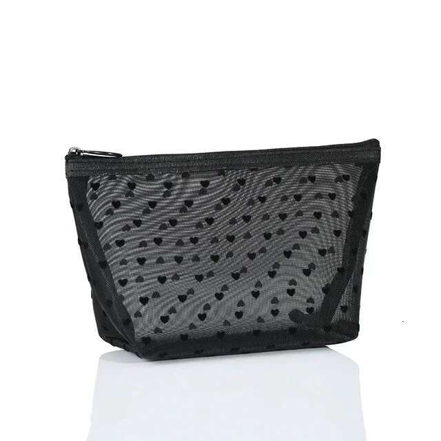 Designer's bag Nylon Mesh Cosmetic Bag Zipper Heart Shaped Toiletry Organizer Makeup Bags Multifunctional Women Lipstick Key Coin Purse Pouch