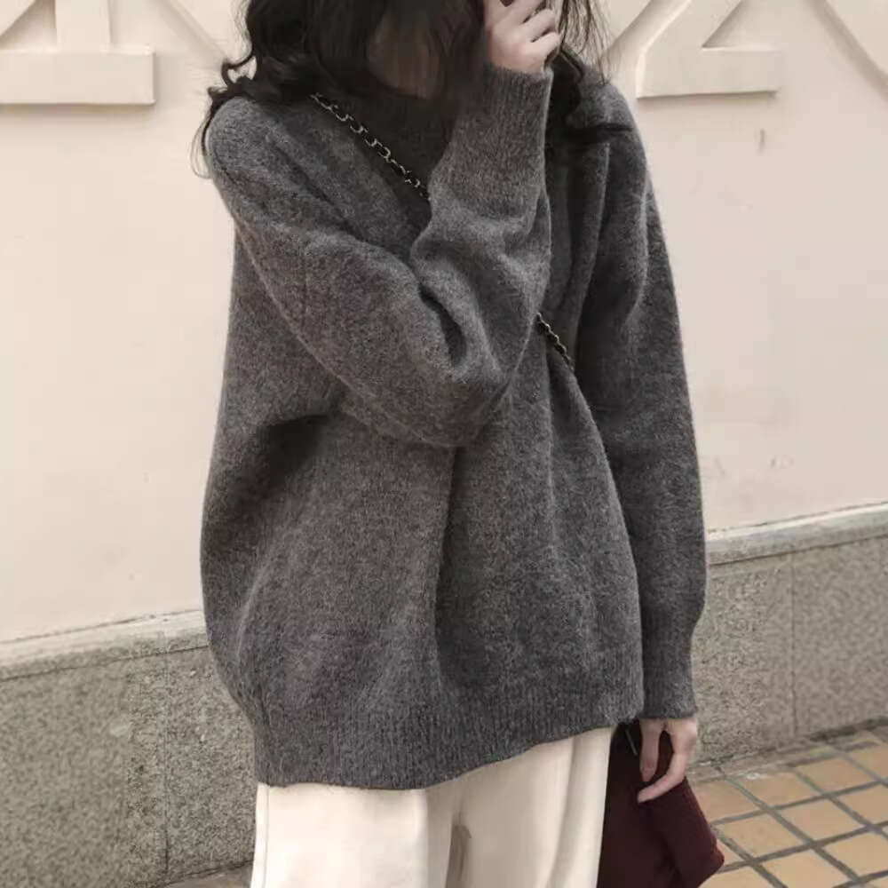 This year's popular women's tops, autumn winter new styles, milk cute outfits, gentle and lazy style, thick knit sweaters, foreign trade