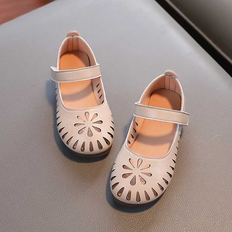 Summer Girl Sandals Hollow-out Matte Pu Leather Children Sliders 22-31 Toddler Breathable Cover Toe Slish Kids Flat ShoesXJ241209