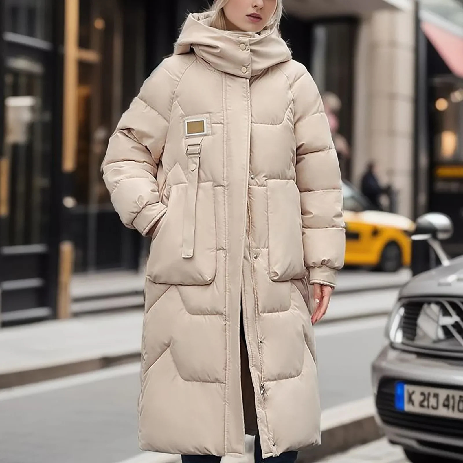 Womens down jacket the warmest lightweight womens winter fashion solid color detachable hooded medium length knee above 241209