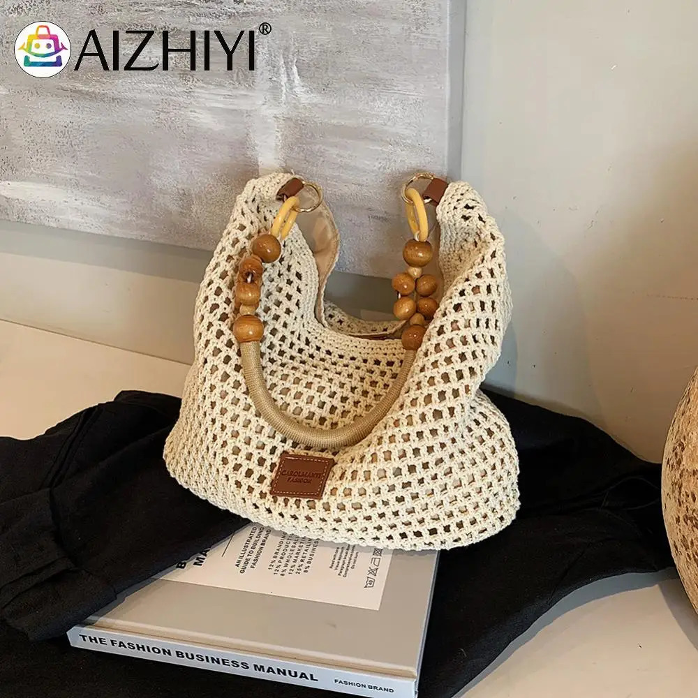 Womens adjustable shoulder strap beach summer bag large capacity womens shoulder bag travel vacation homeless bag 241205