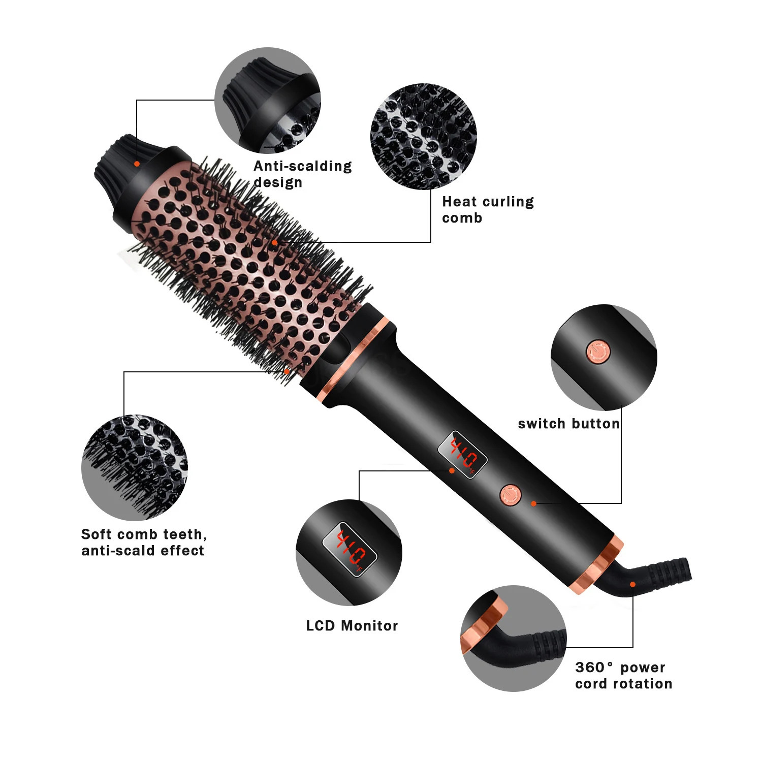 Professional 3 In 1 Fast Heat Curly Hair Iron Tools Devices Speeds 410 F Multifunctional Hair Styling Appliances Brush for Women 241209