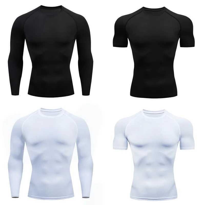 Compressed running T-shirt mens fitness tight fitting long sleeved sweatshirt training jogging top gym sweatshirt quick drying Rashgaard W241210