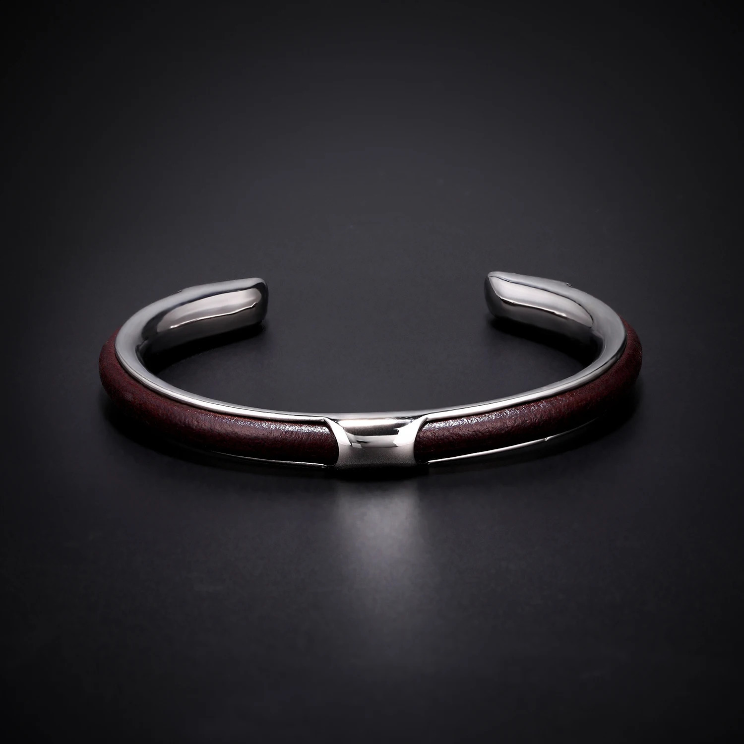 Charming mens hand woven leather bracelet black high-quality metal stainless steel bracelet and mens wristband gift 241210bj
