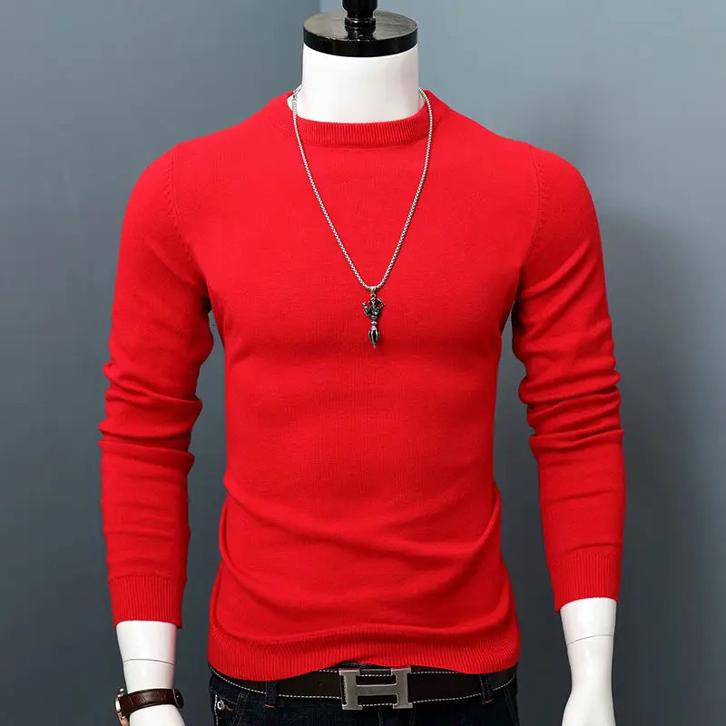 Men Autumn Winter Fashion Long Sleeve ONeck Casual Knit Sweater Male Solid Color Allmatch Cashmere Pullover N26 241209