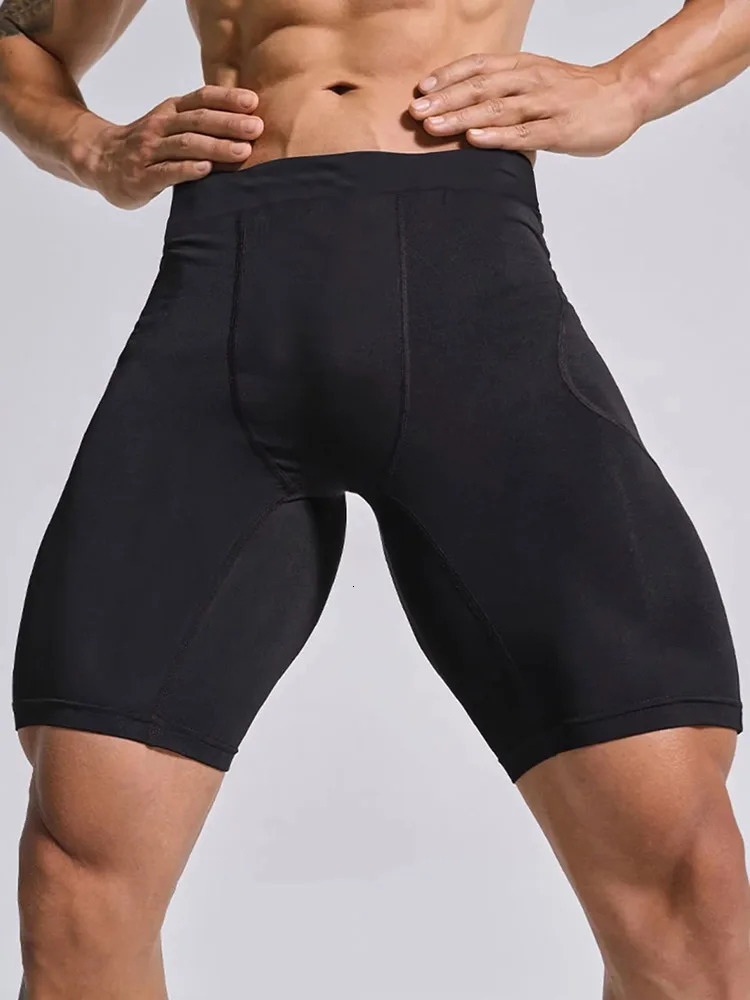 Mens fitness shorts gym running legs mens jogging elastic compression sports pants football and basketball tight sports pants 241209