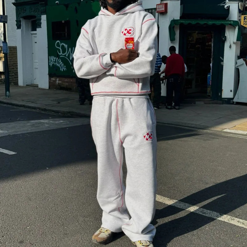 Harajuku Autumn and Winter Hoodies 2 Piece Set Y2k Clothes for Men Women Loose Casual Sweatpants Tracksuit Man Sports Suit 241209