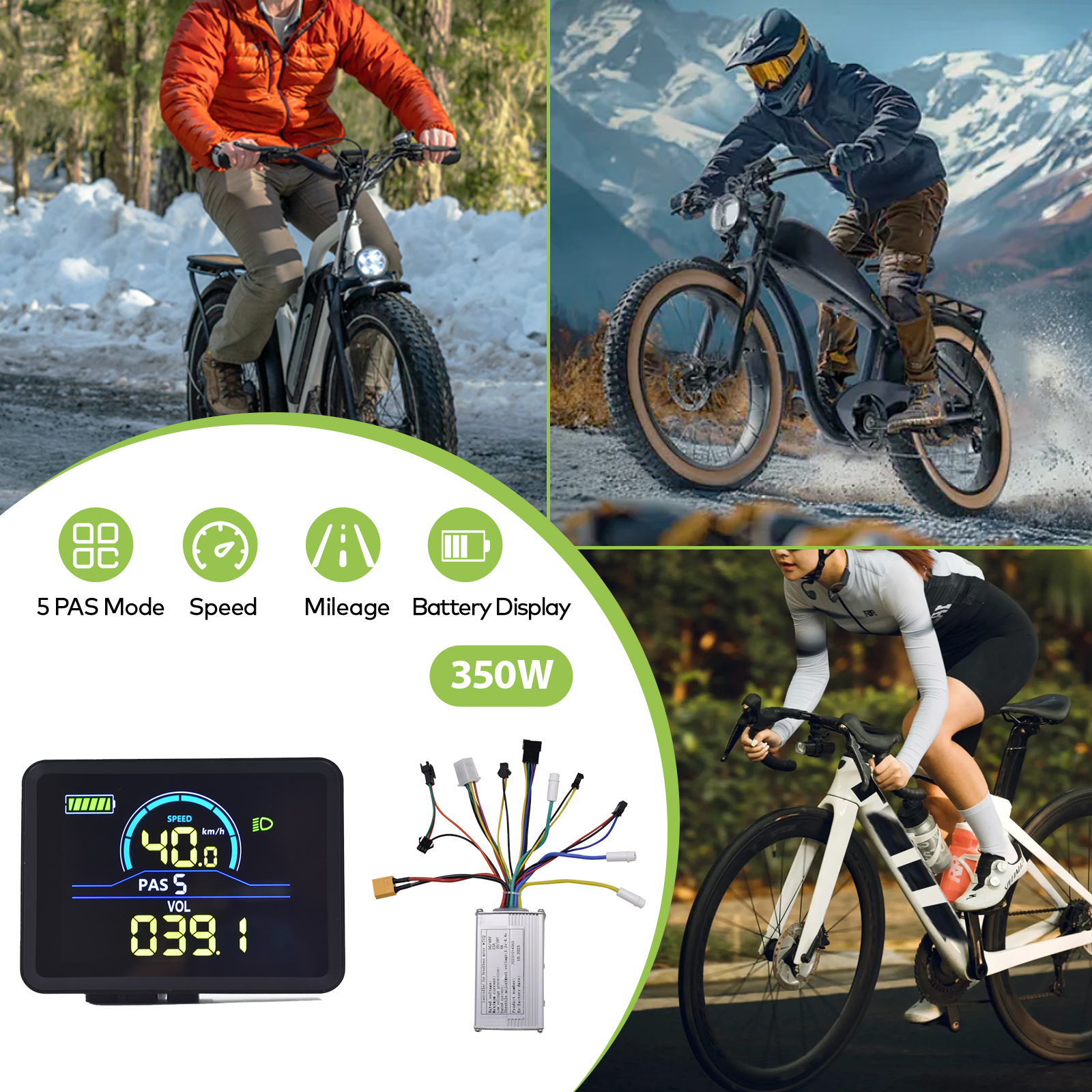 Premium 350W E-bike Control Unit E-bike E-scooter Display Bicycle Computer LCD