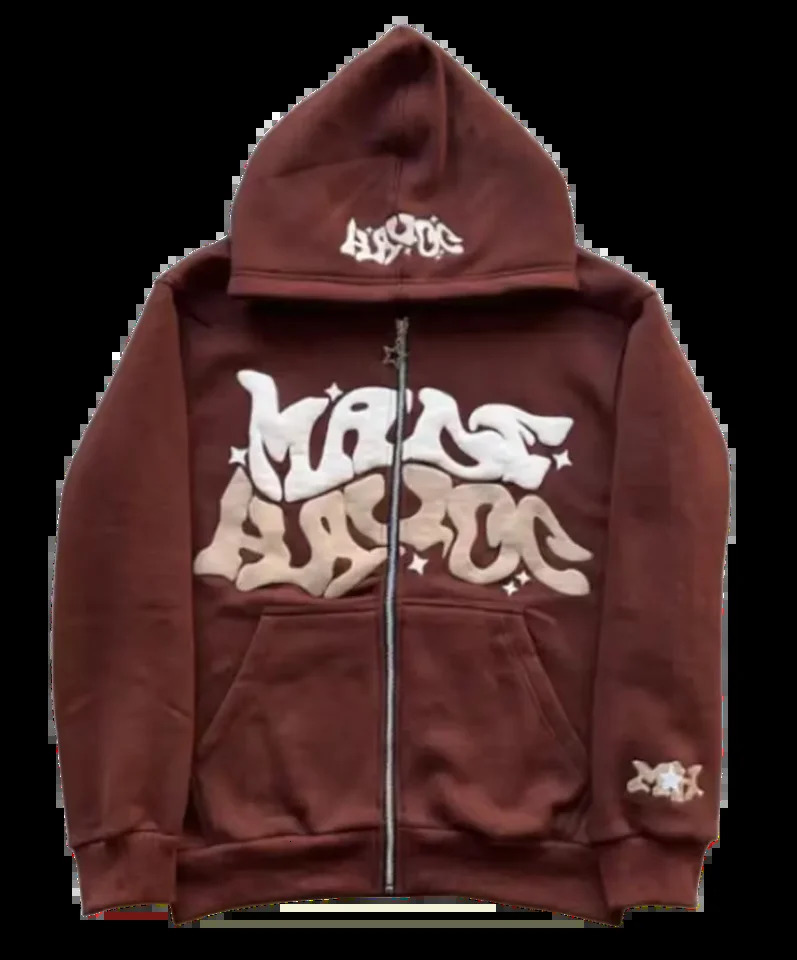 European and American Joint Fashion Y2K Gothic Punk Hip Hop Fashion Zipper Digital Printed Hoodie 241209