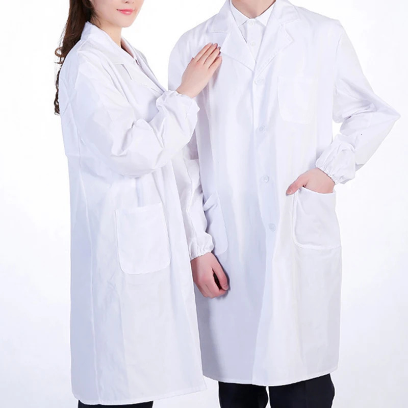 Unisex Long Sleeve White Coat Nurse Doctor Uniform Thin Breathable Work Clothes Food Factory Professional Work Uniform 241209