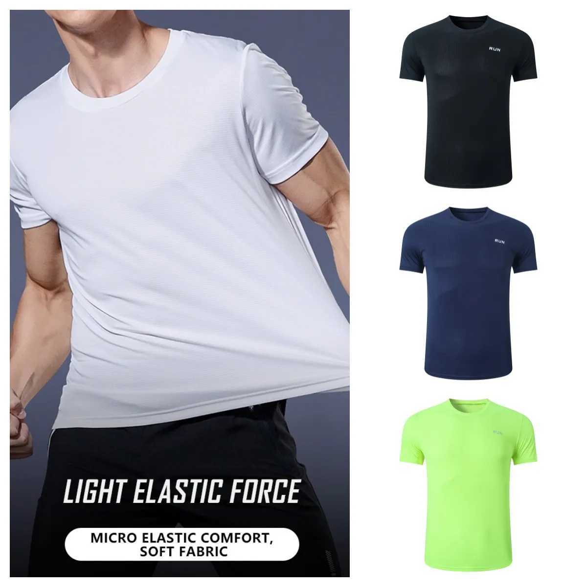 Mens fitness shirt short sLeeved gym sports shirt fitness top mens quick drying running shirt training sports shirt W250111