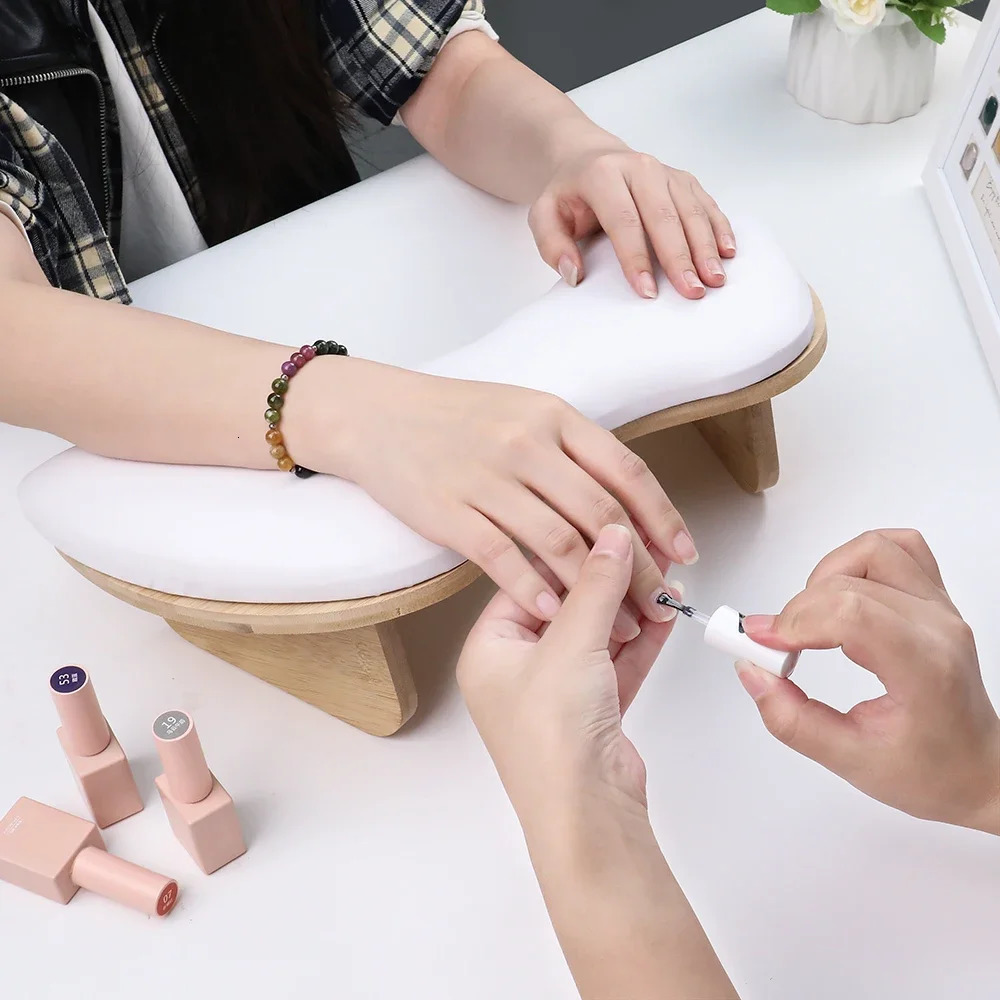 Lootaan Two Hands Nail Art Hand Pillow Log Beveled PU Leather Manicure Table Stand Holder Arm Hand Rest For Nails Home Salon 241209