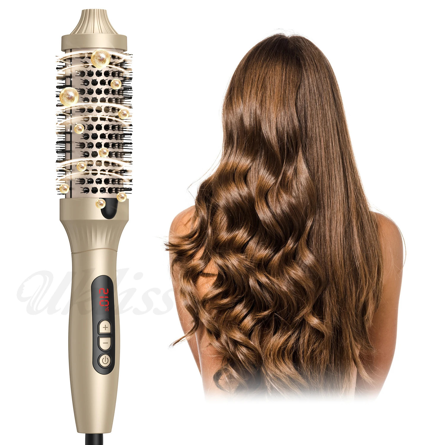 Heated Curling Brush Electric Curling Iron Professional Curling Iron 10 Temperature Setting Heated Hair Styling Brush Curl Wand 241209