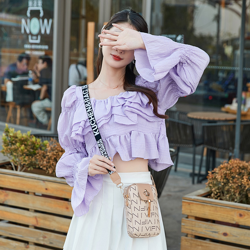 New Fashionable Women s Bag Fashionable Casual Tassel Decorative Letter with Printed Ten Font Mobile Phone Bag Designer Handbag bag