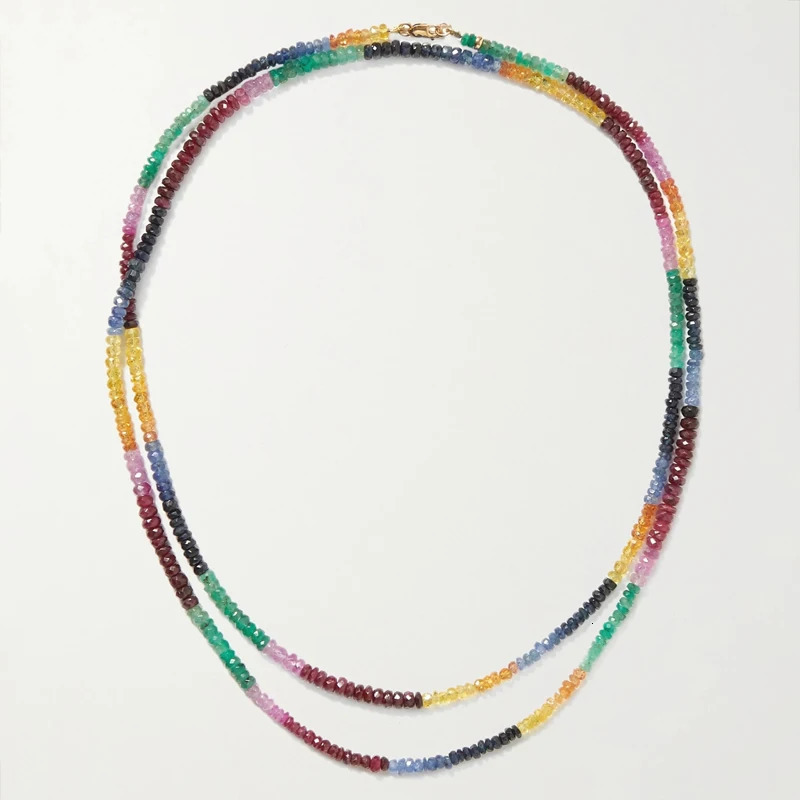 Bohemian colored bead necklace natural stone electrical stone long necklace party gift 241210