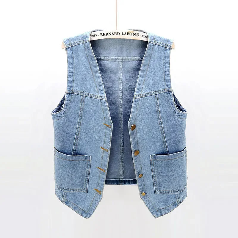 Woman Jacket Vest Spring Summer Denim Womens Short Loose Sleeveless Coat Chaleco Mujer 241205