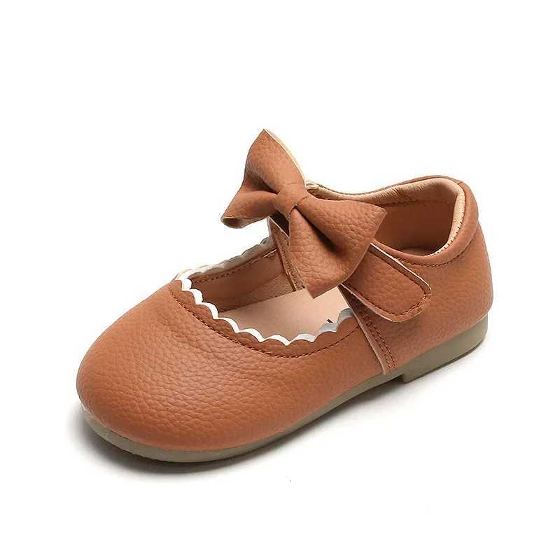 Baby Girls Princess Shoes Soft Leather Bowknot Cute Children Autumn Shoes 21-30 Toddler Light Comfy Solid Color Kids Flat ShoesXJ241209