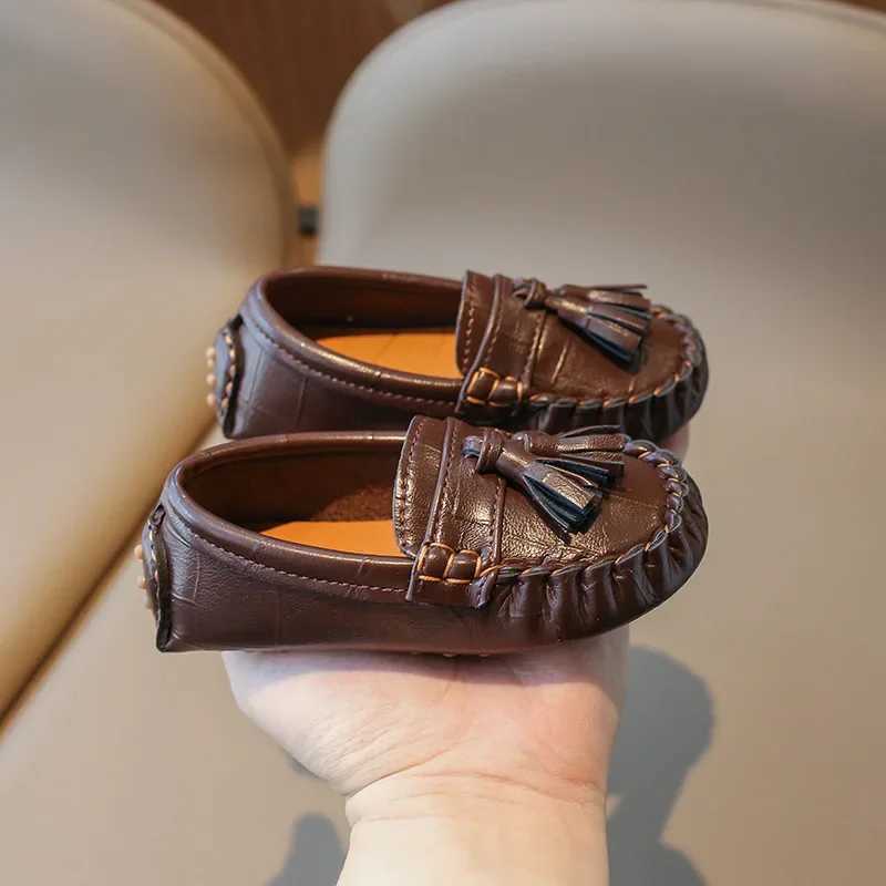 Children Slip-on Shoes Little Kids Boys Loafers Children Soft Leather Shoes Cute Tassel Fringe Girls Moccasins Flat ShoesXJ241209