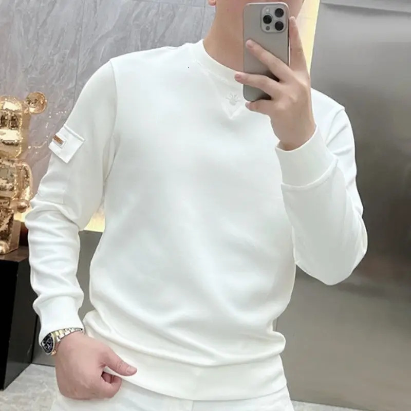 Light y Trendy Bee Embroidered Sweater Mens Simple Fashion Personalized Casual Pullover Long Sleeves on Clothes 241209