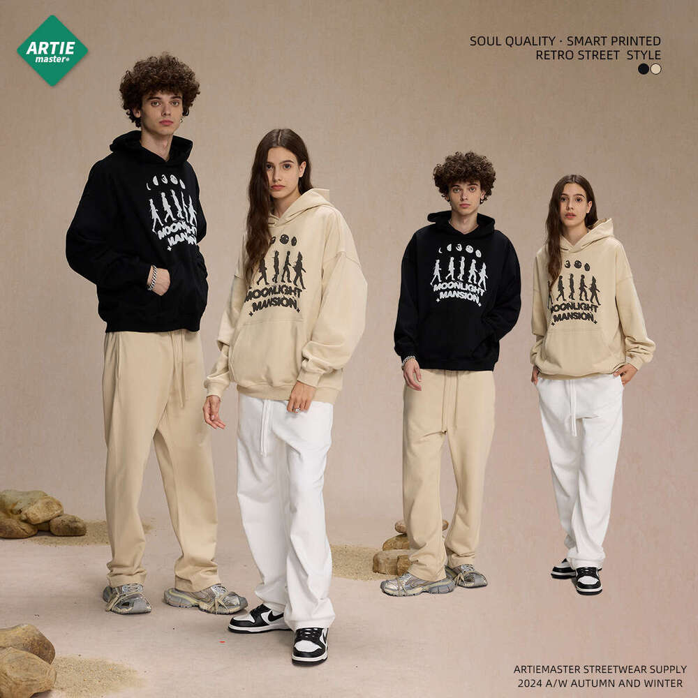 2024 autumn winter new loose niche brand printed men's European and American trendy hoodie