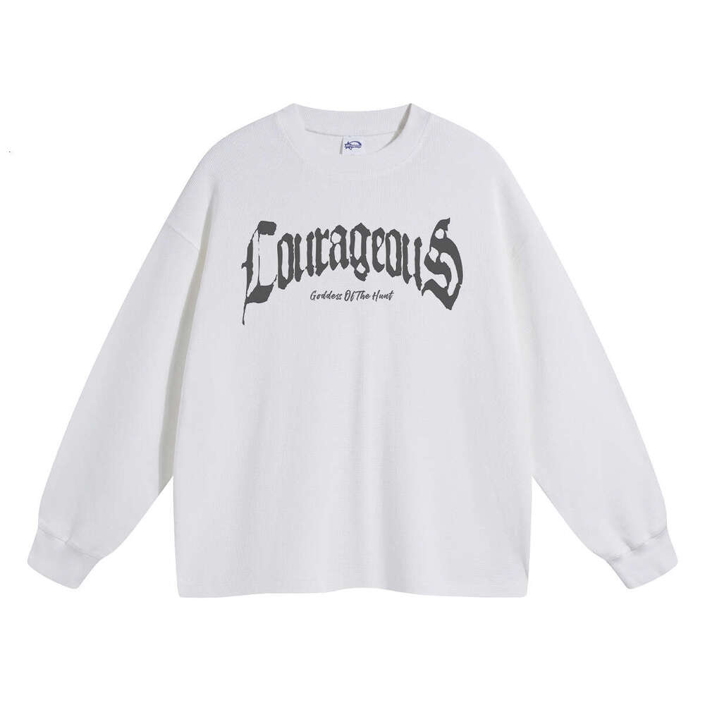 2024 Autumn/Winter New Product Breathable Waffle 330g Printed Sleeve T-shirt for American Trendy Brand Loose Casual Men's Long T