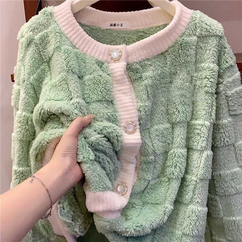 Women Pyjamas Sets Autumn Winter Warm Flannel Thick Homewear Long Sleeve Solid Color Sleepwear Female Pajamas SuitC241209C250109