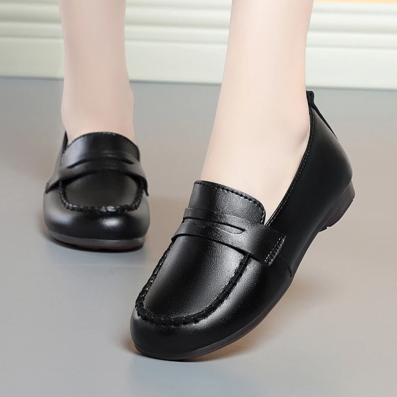 AIYUQI Women Loafers Autumn New British Style Women Flat Shoes Genuine Leather Casual Large Size Shoes Ladies