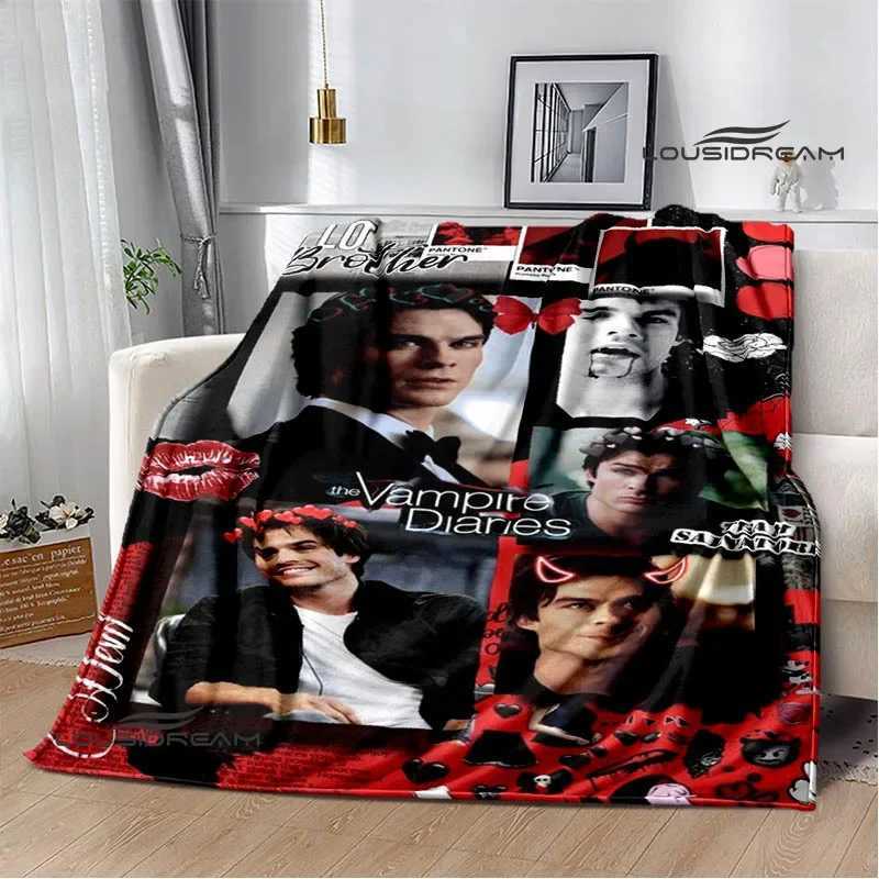 The Vampire Diaries Damon salvatore printed blanket Warm Flannel blankets Soft and comfortable blanket bed linings Birthday GiftXJ241210