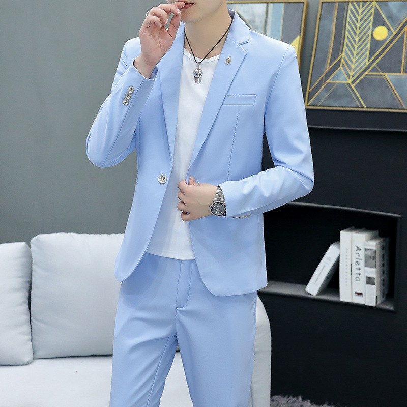 k677 Men's Solid Color Single Suit Jacket - Slim Fit Large