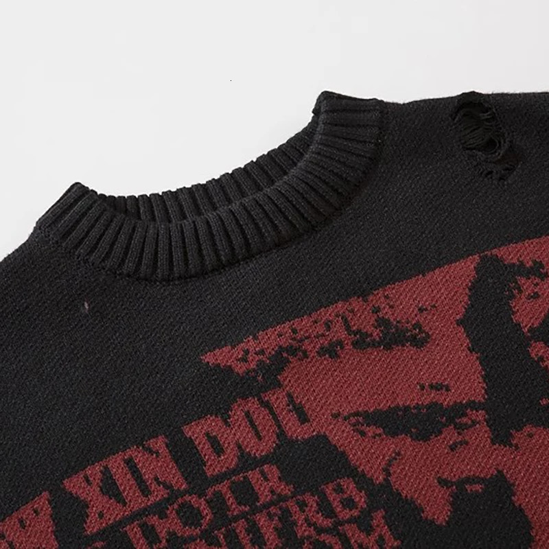 Dark Style Knitwear Sweater Mens Winter Clothes Pullover Jumper Y2k Couple Sweaters Gothic Vintage Streetwear Knit 241209