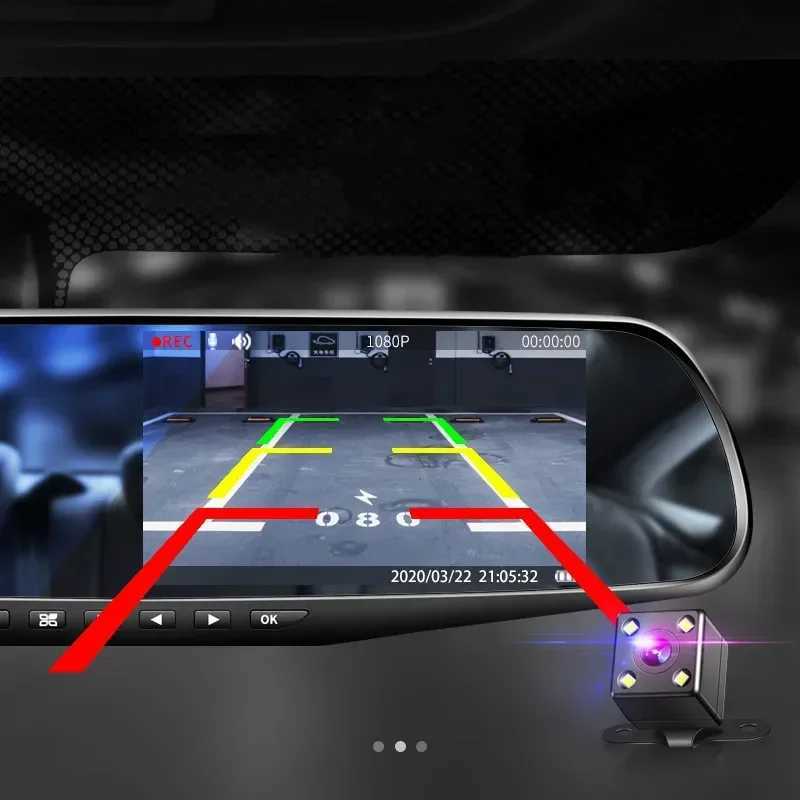 Car DVRs 4.3 Inch Driving Recorder Car DVR Rearview Mirror Dual Lens Car Recorder 1080P IPS Front and Rear Camera Registrar Black Box New H250206