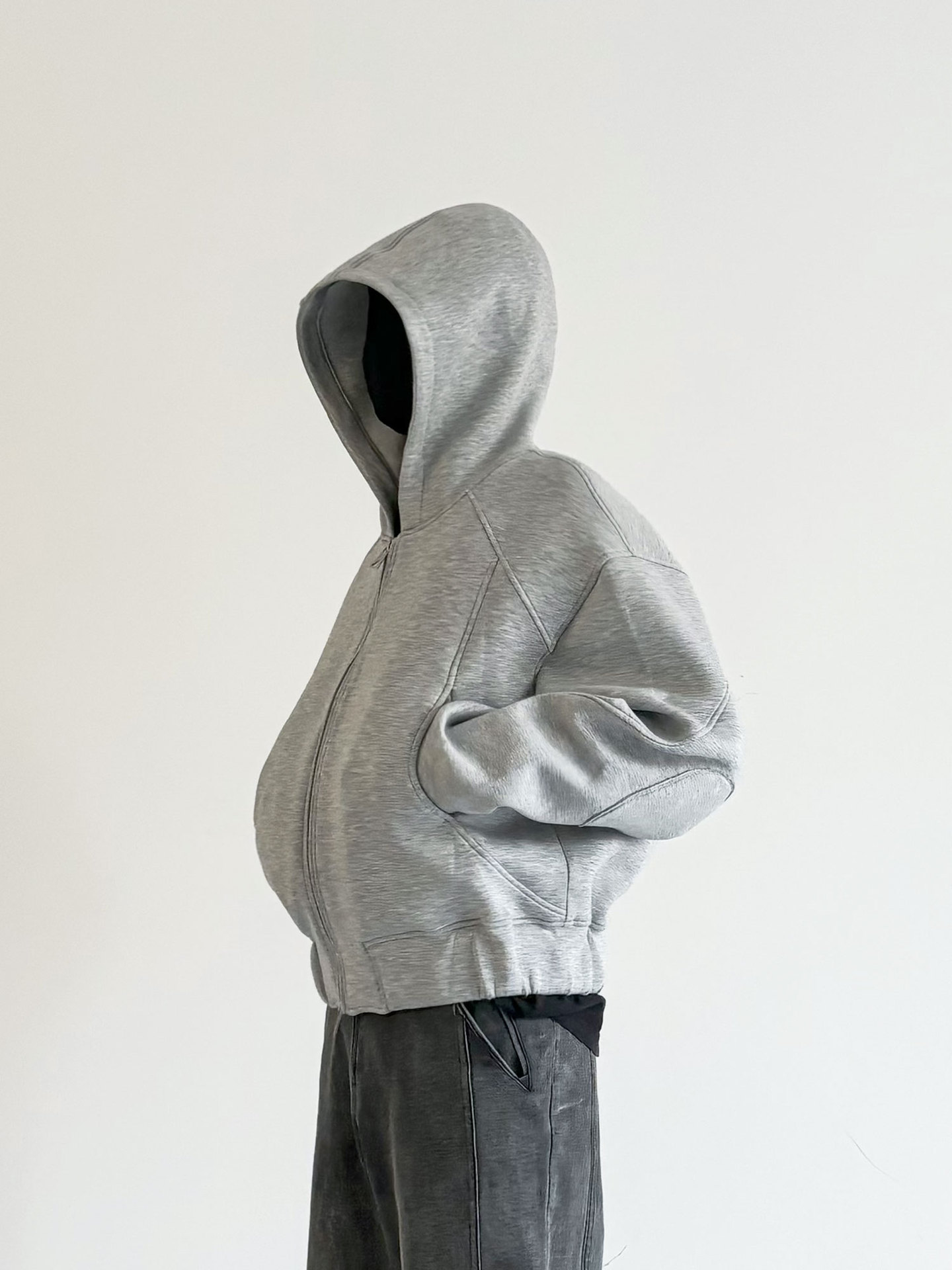 M8271 Heavyweight short hooded sweatshirt men's trendy brand new zipper jacket