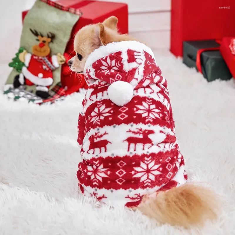 Dog Apparel Pajamas Warm Christmas Coat Fleece Thermal Clothes Winter Puppy Jumpsuits Overalls For Small Medium Dogs HF60