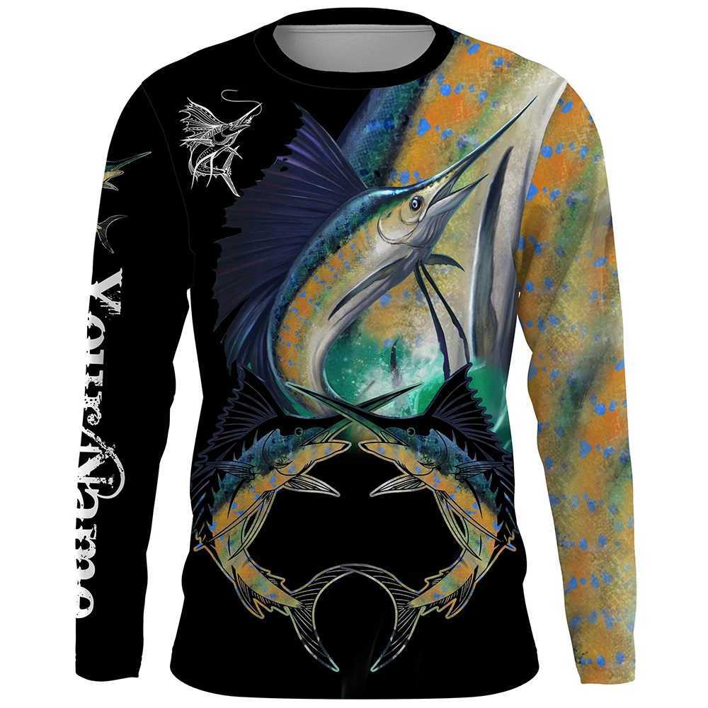 Mens outdoor fishing T-shirt long sleeved shirt 3D underwater fish pattern casual and fashionable round neckXJ241210