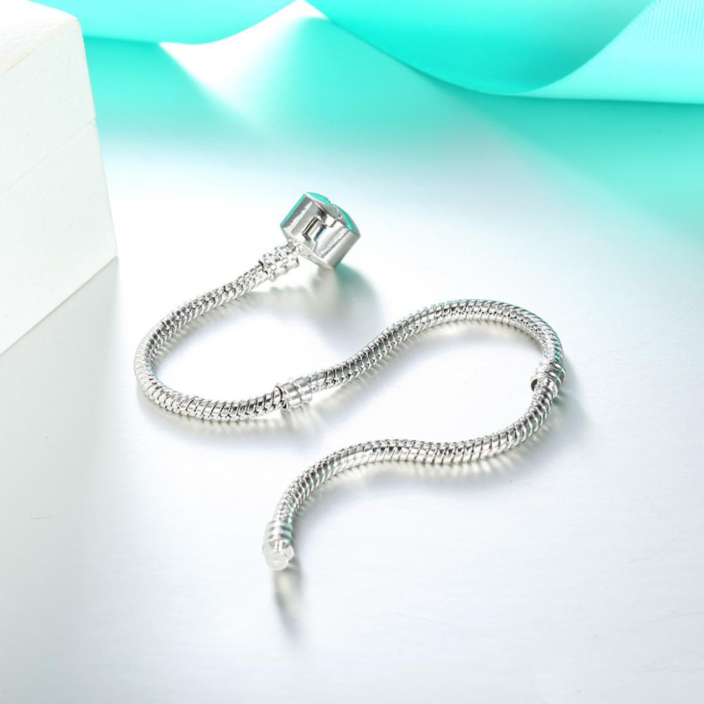 Classic Silver Plated Bracelets Women 3mm Snake Chain Charm Beads Bangle Bracelet Children Christmas Birthday Gifts B001