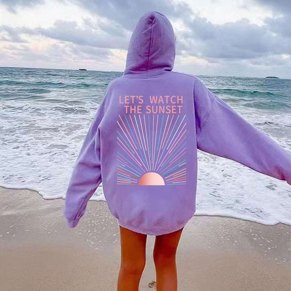 sweatshirts Men's and women's printed sunshine hoodie Let's Watch The Sunset hoodies