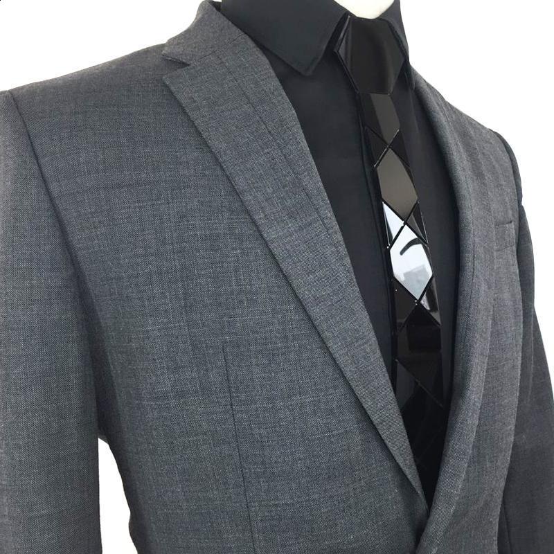 Neck Tie Set Glossy Gold Mirror Necktie Diamante Shape Slim Men Bling Accessory Wedding Night Club Singer DJ Fashion Show Party Tie Suits 221105