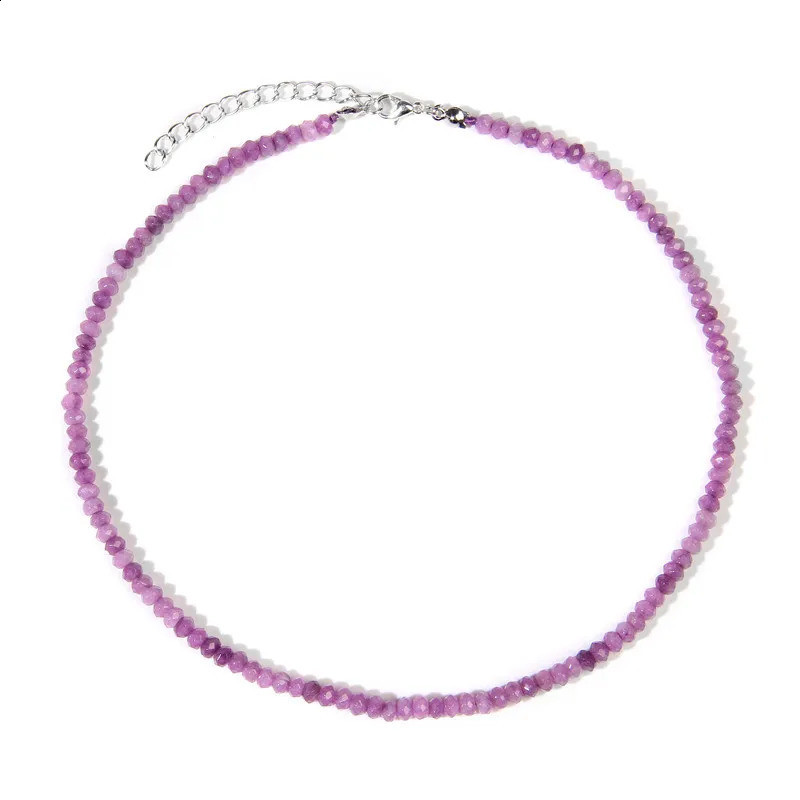 Natural stone bead necklace 3 * 4mm face wheel shaped chalk crystal necklace for womens Kravik chain necklace jewelry 241210