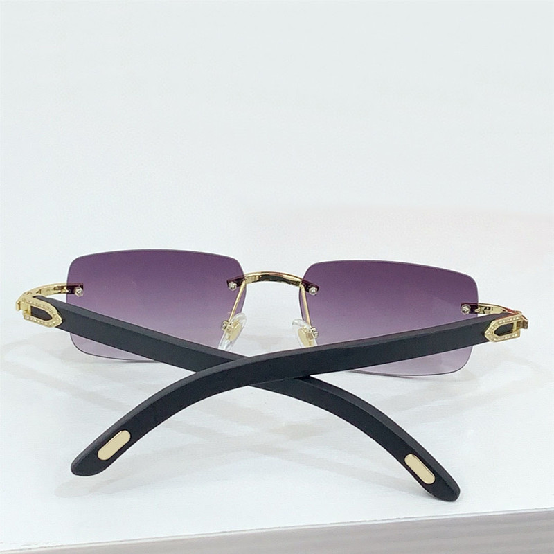 New fashion design square sunglasses 0015S rimless frame with dia decoration wooden temples simple and versatile style outdoor UV400 protection glasse