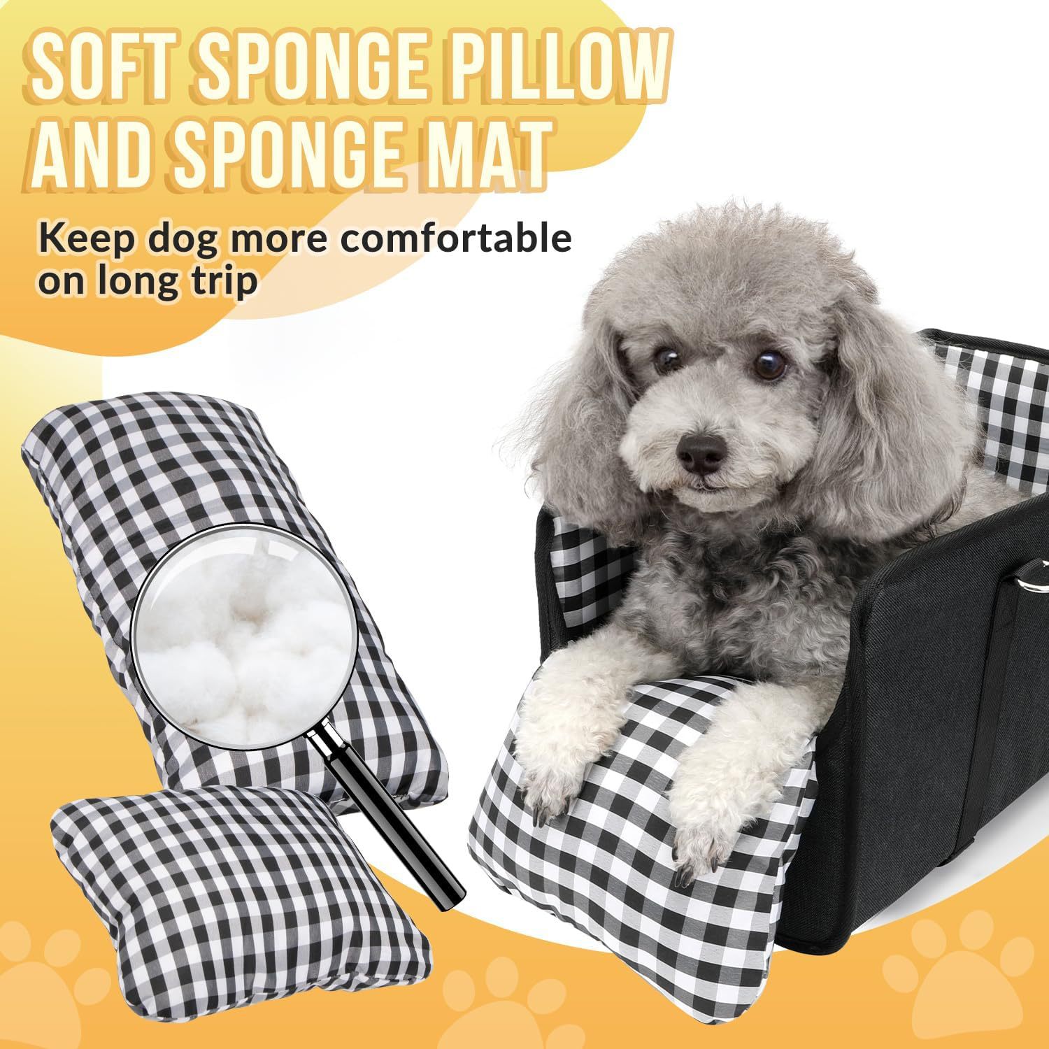 Update Portable Dog Booster With Soft Cushion - Pet Car Armrest For Small Dogs & Safety Seat Belt Included