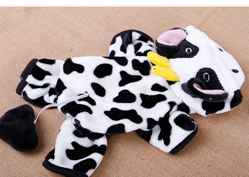 Dog Apparel Funny Halloween Costume Cute Cow Pet Clothes For Small Dogs Cats Chihuahua Clothing Warm Fleece Puppy Coats HF34