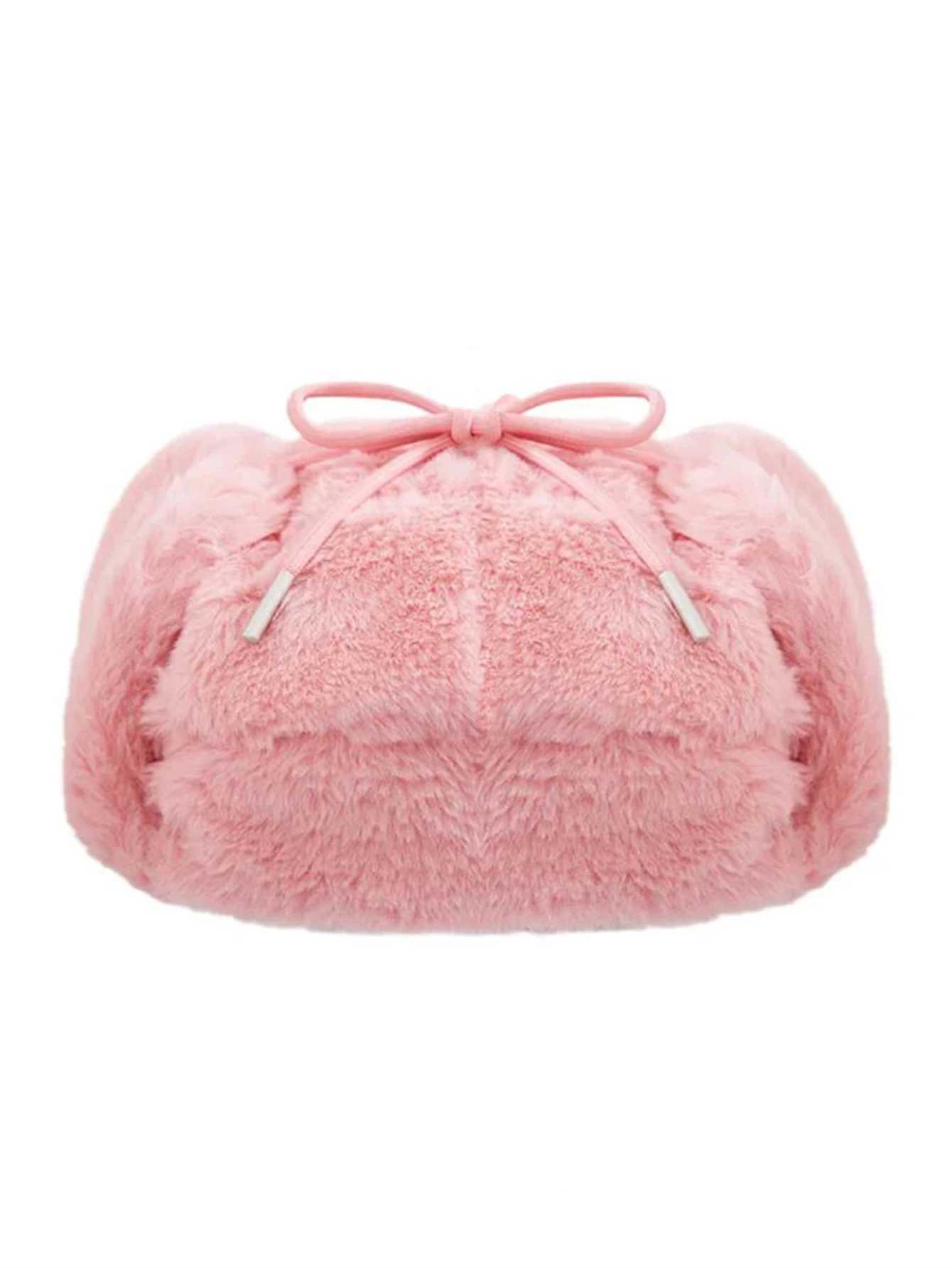 Autumn Winter Outdoor New Unique Pink Domokun Cartoon Design Embroidery Craft Ear Protection Warm Coral Velvet Lei Feng HatX241210